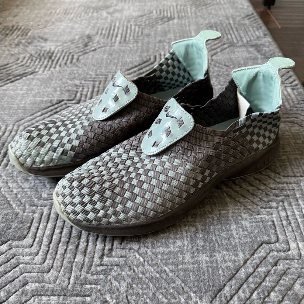 Nike Air Woven men’s 8 Slip-On gray aqua green 010810-LN4
